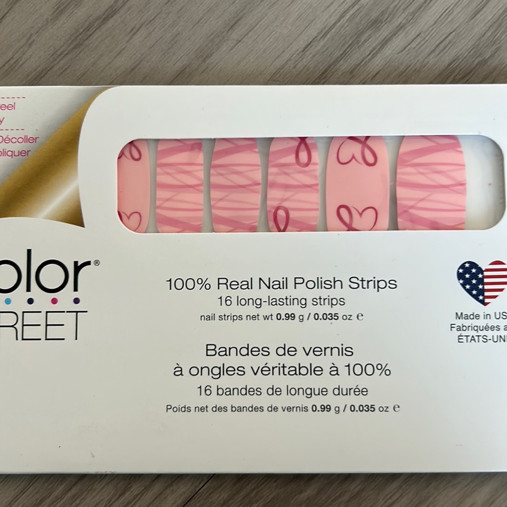 Pink heart nail strips